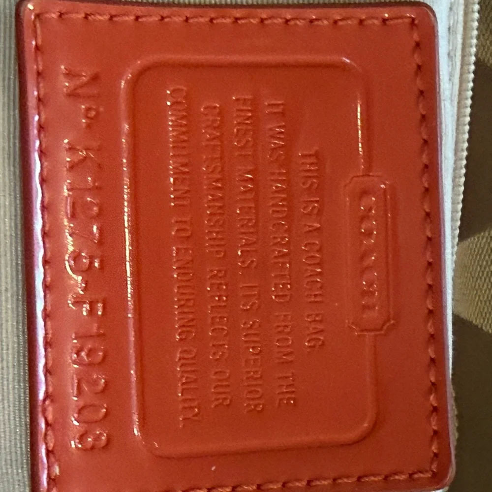 Coach Signature Stripe tote/hobo-bag w/orange leather trim F19203 - Picture 7 of 13